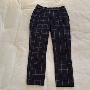Black GAP Slim Ankle Checkered Pants